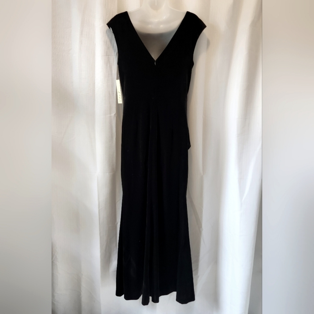 Eliza J Sleeveless Cascading Ruffle Velvet Maxi Evening Gown In Black Size 10 - Picture 2 of 9